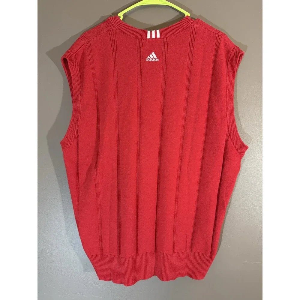 Adidas University of Wisconsin Badgers Men's 2XL Red Knit Sweater Vest Vtg